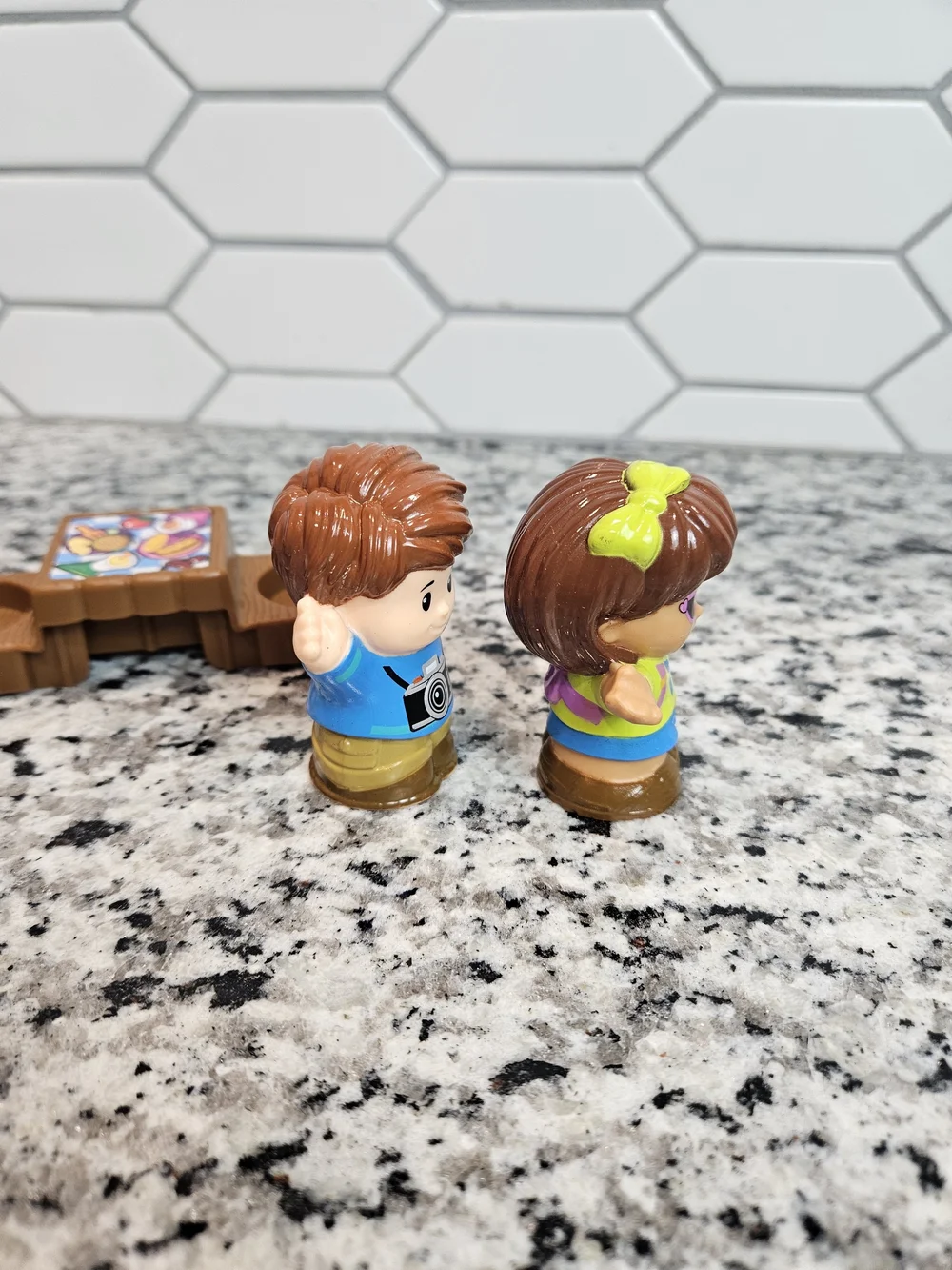 Fisher-Price Little People Boy & Girl Figures and Brown Picnic Table